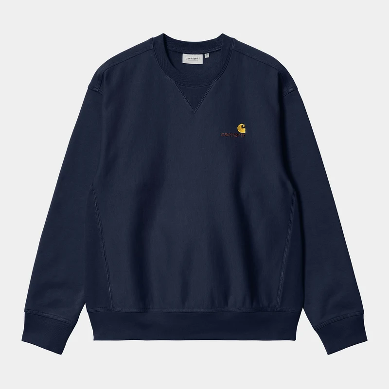 Carhartt WIP Herren American Script Sweatshirt – Air Force Blau