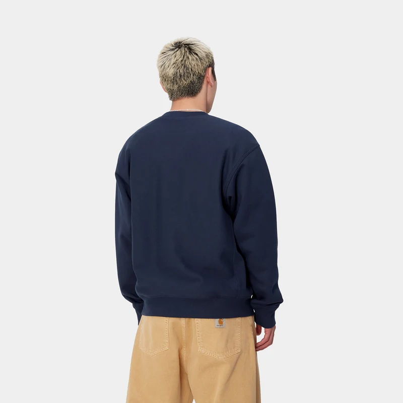 Carhartt WIP Herren American Script Sweatshirt – Air Force Blau