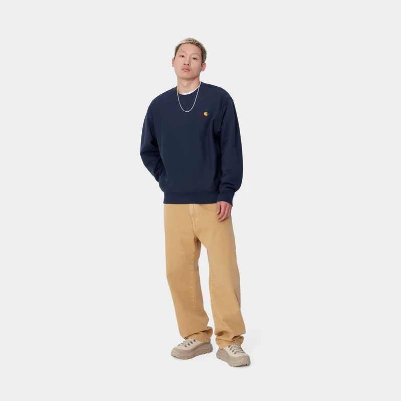 Carhartt WIP Herren American Script Sweatshirt – Air Force Blau