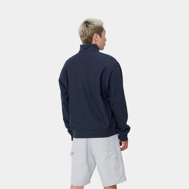 Carhartt WIP Herren Halb-Zip-Reißverschluss American Script Sweatshirt – Air Force Blau