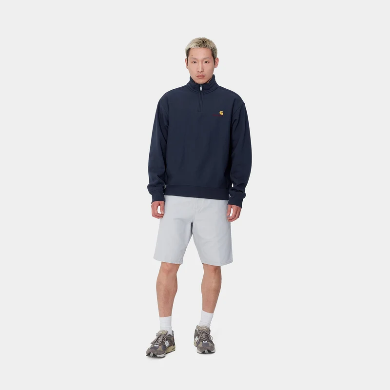 Carhartt WIP Herren Halb-Zip-Reißverschluss American Script Sweatshirt – Air Force Blau