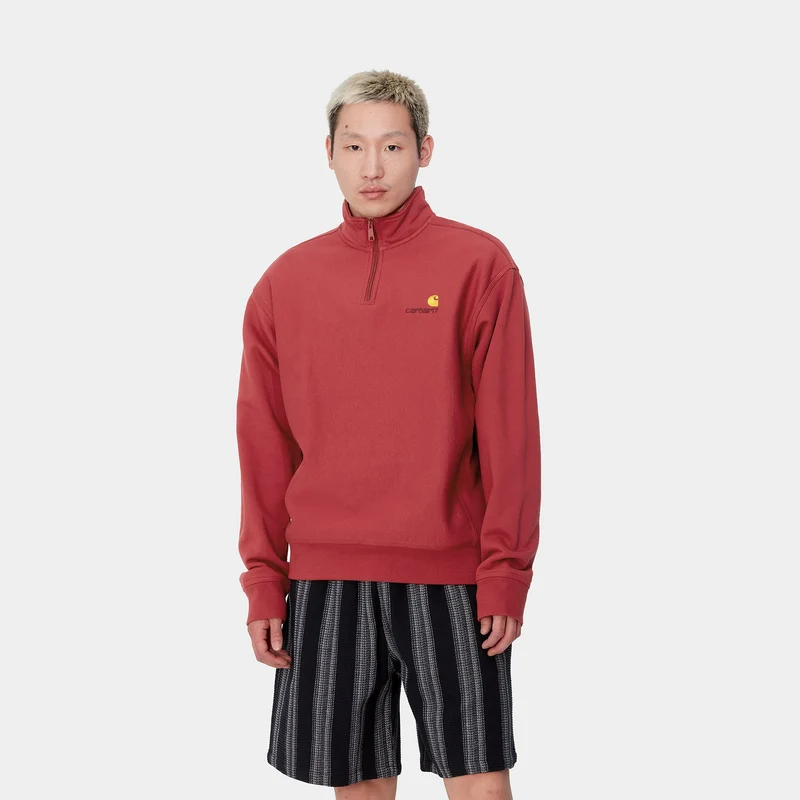 Carhartt WIP Herren Halb-Zip-Reißverschluss American Script Sweatshirt - Toskana
