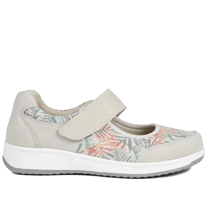 Wide Fit Leather Mary Janes - BRK42012 / 328 095 - BEIGE FLORAL