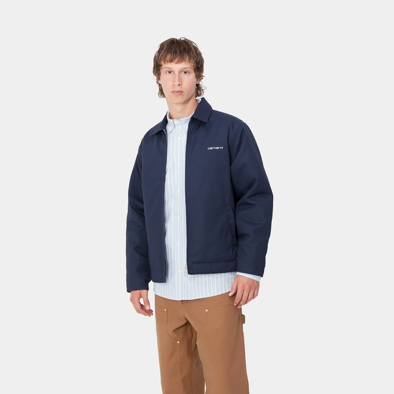 Carhartt WIP Herren Module Script Jacke - Air Force Blau / Weiß