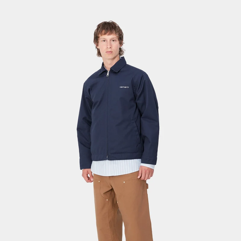 Carhartt WIP Herren Module Script Jacke - Air Force Blau / Weiß