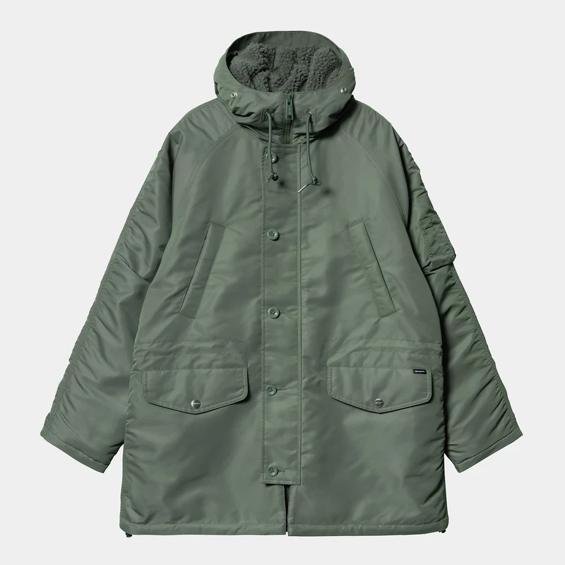 Carhartt WIP Olten Parkajacke für Herren mit Kapuze - Entengrün