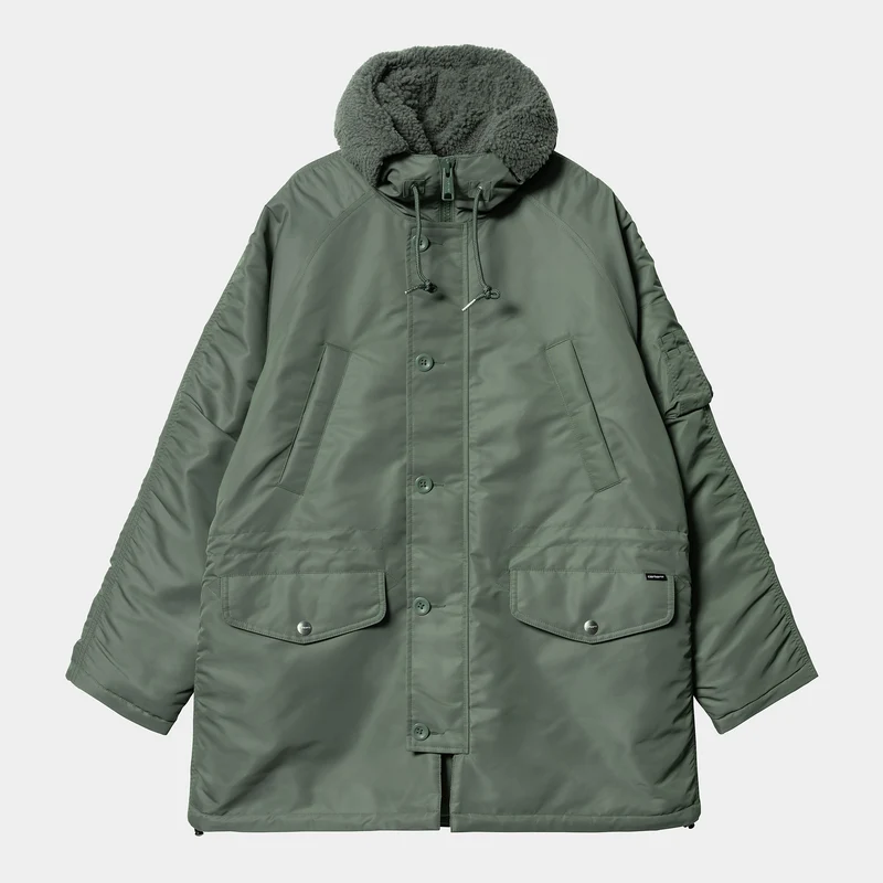 Carhartt WIP Olten Parkajacke für Herren mit Kapuze - Entengrün
