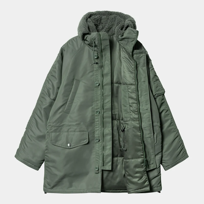 Carhartt WIP Olten Parkajacke für Herren mit Kapuze - Entengrün