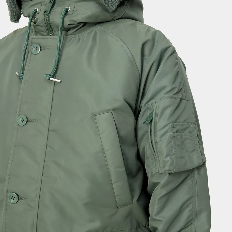 Carhartt WIP Olten Parkajacke für Herren mit Kapuze - Entengrün