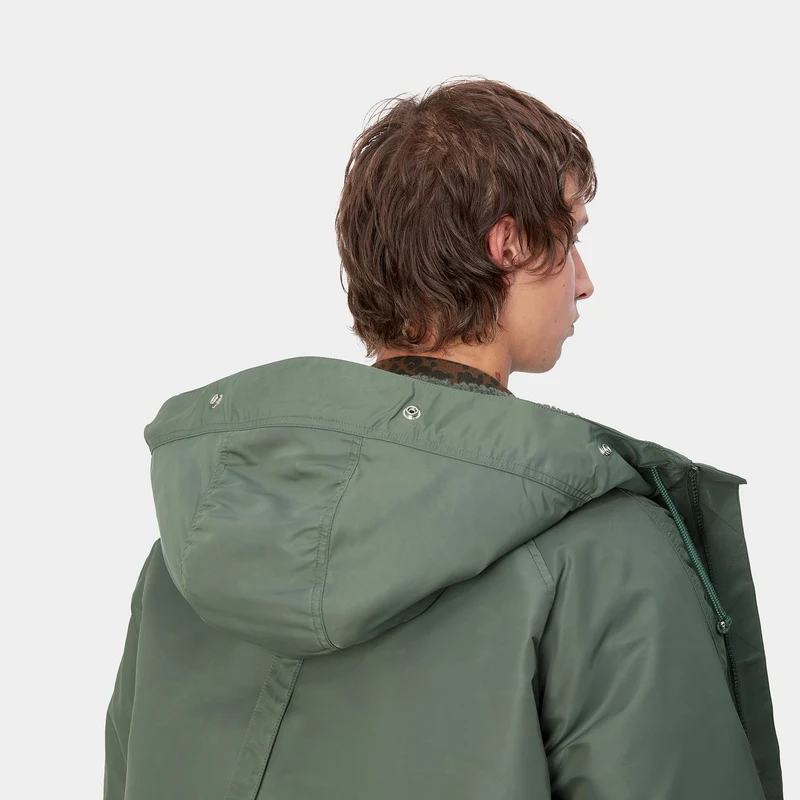 Carhartt WIP Olten Parkajacke für Herren mit Kapuze - Entengrün