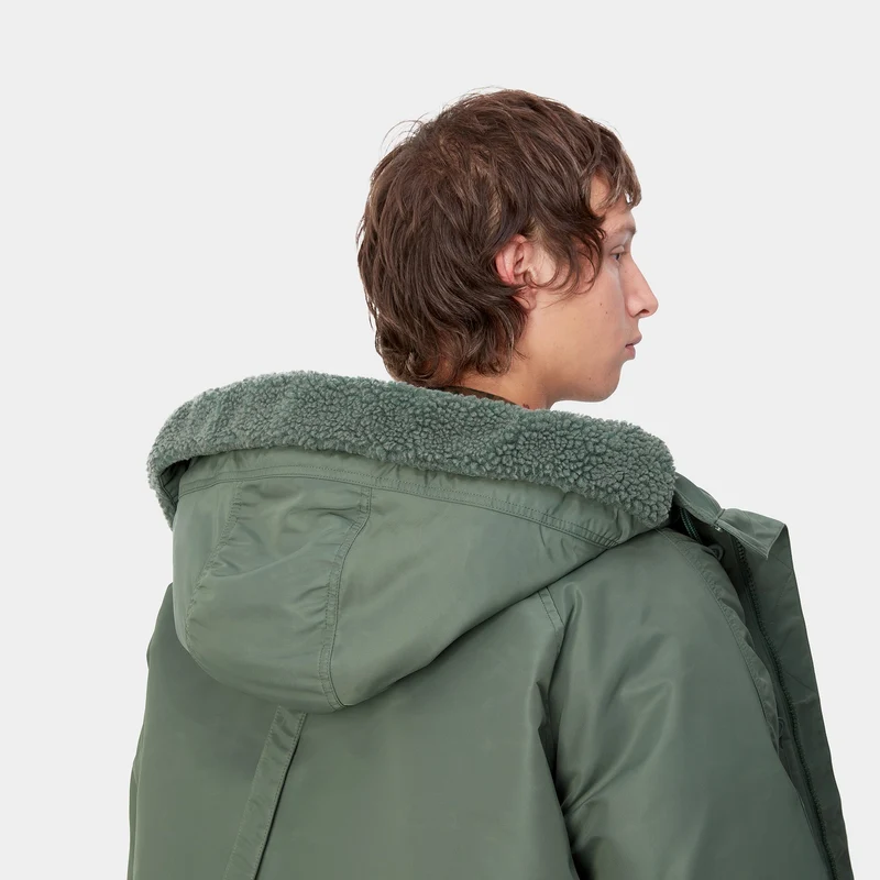 Carhartt WIP Olten Parkajacke für Herren mit Kapuze - Entengrün