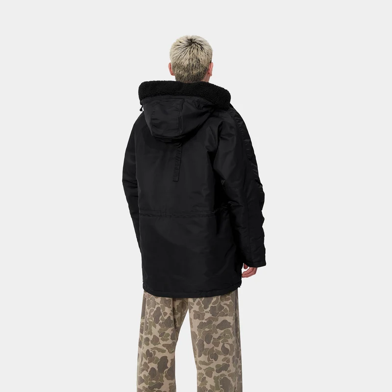 Carhartt WIP Olten Parkajacke für Herren mit Kapuze - Schwarz