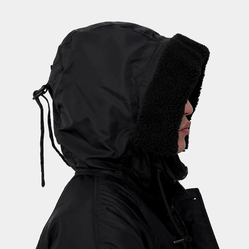 Carhartt WIP Olten Parkajacke für Herren mit Kapuze - Schwarz