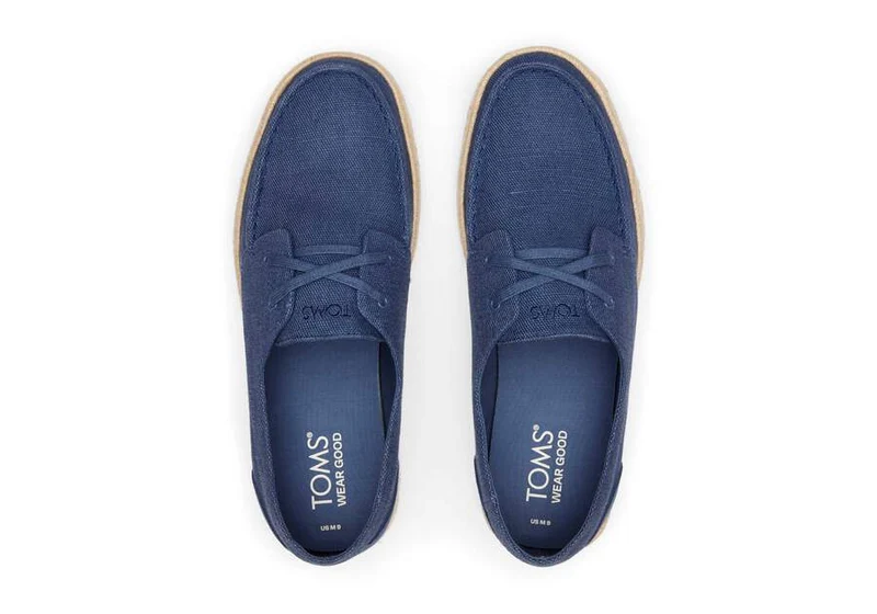 TOMS Herren Cabo Canvas Loafer mit Schnürung und Seilsohle - Kadettenblau