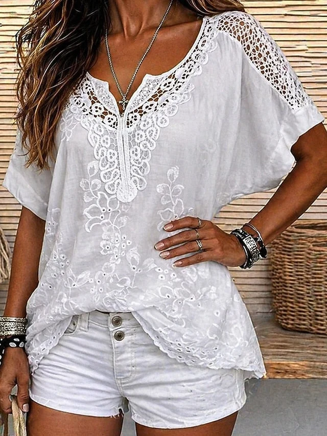 Jennie | Boho-Bluse mit V-Ausschnitt und Stickerei