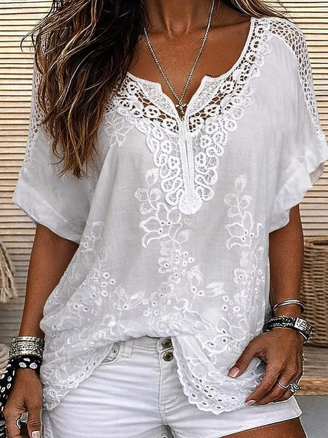 Jennie | Boho-Bluse mit V-Ausschnitt und Stickerei