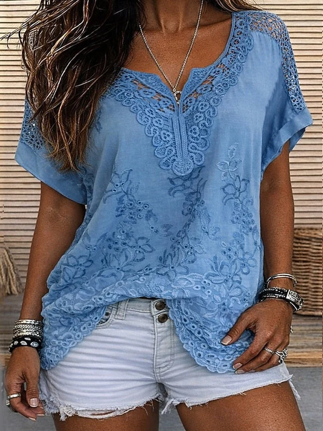Jennie | Boho-Bluse mit V-Ausschnitt und Stickerei