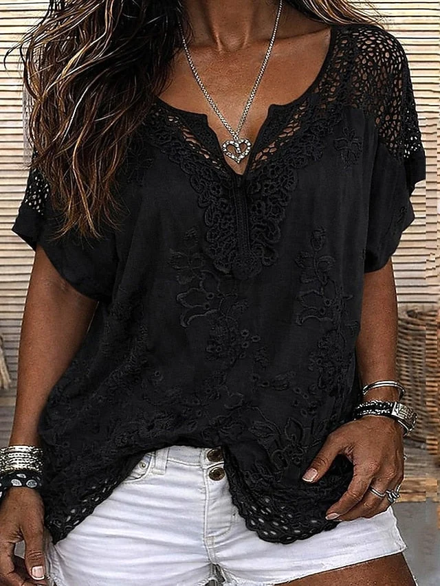 Jennie | Boho-Bluse mit V-Ausschnitt und Stickerei