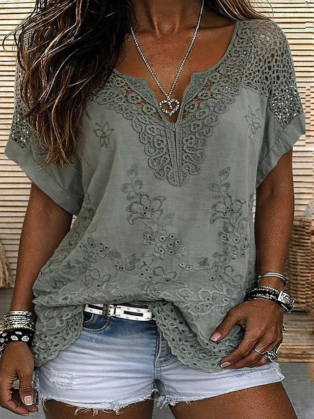 Jennie | Boho-Bluse mit V-Ausschnitt und Stickerei