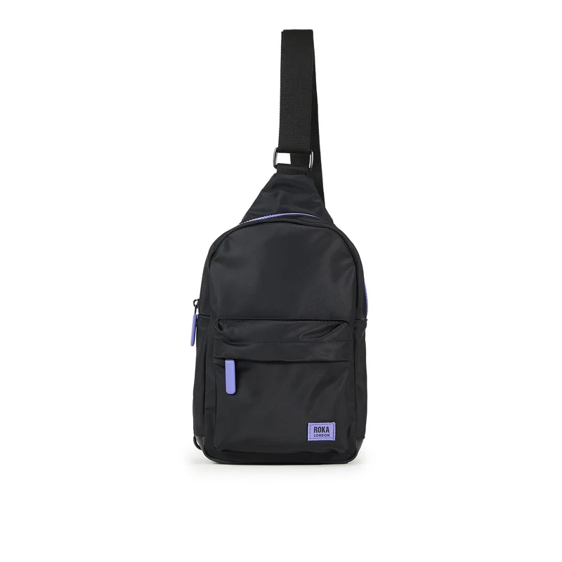 ROKA All Black Willesden B Lila Große Tasche aus recyceltem Nylon