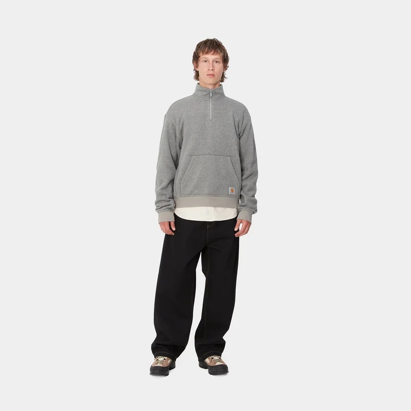 Carhartt WIP Luther Sweat-Top für Herren mit halbem Reißverschluss - Misty Grey Heather
