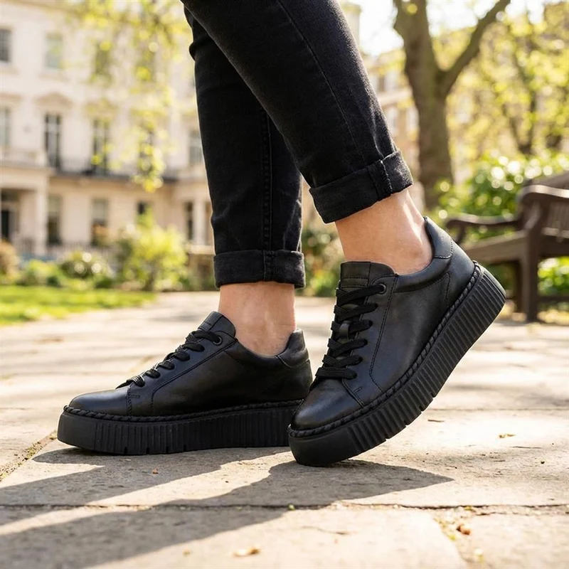 Gabor Leather Platform Trainers - GAB42023 / 329 516 - Black
