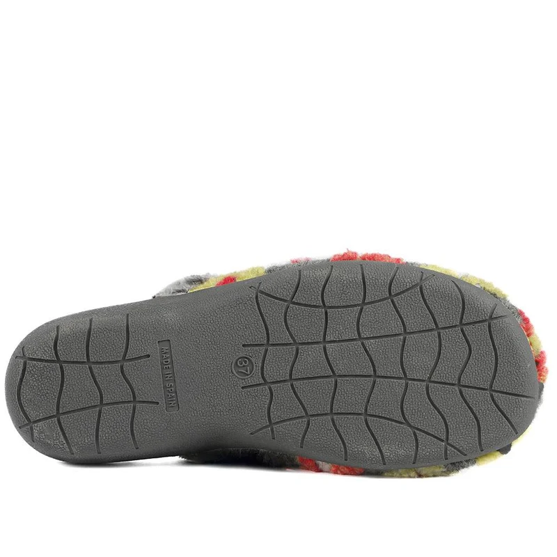 Soft Floral Mule Slippers - FEVI43002 / 329 504 - Grey Multi