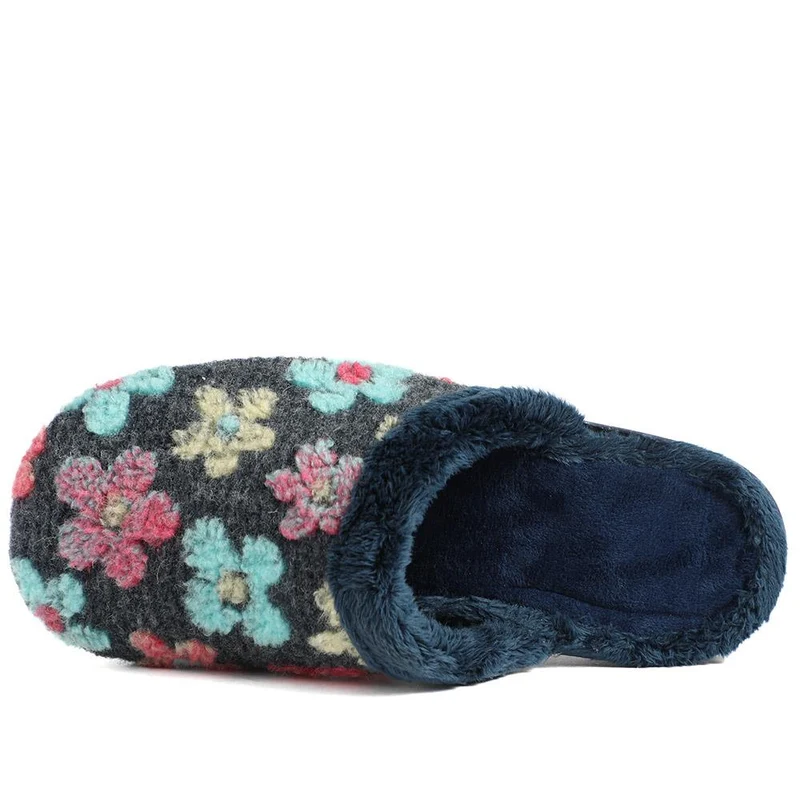 Soft Floral Mule Slippers - FEVI43002 / 329 504 - Navy Multi