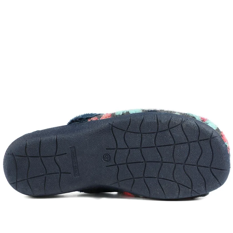 Soft Floral Mule Slippers - FEVI43002 / 329 504 - Navy Multi