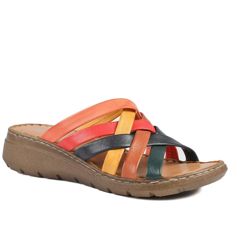Leather Slip On Mule Sandals - LUCK43004 / 329 153