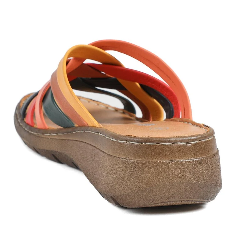 Leather Slip On Mule Sandals - LUCK43004 / 329 153 - Multi