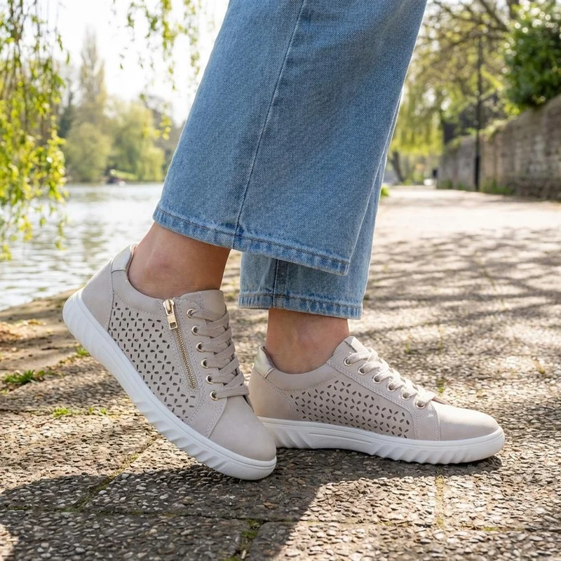 Casual Breathable Zip Trainers - WBINS43091 / 329 174 - Beige