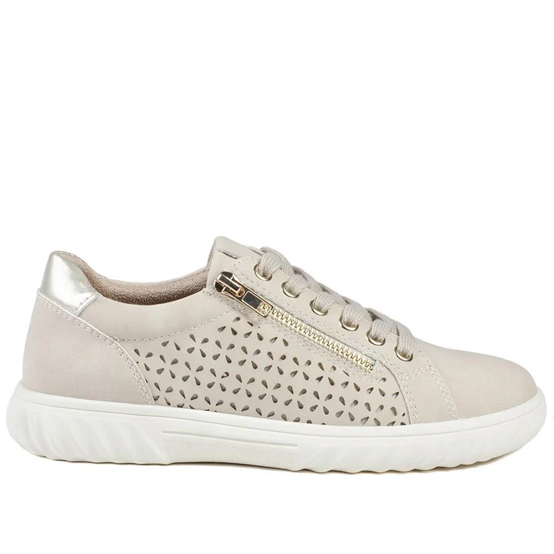 Casual Breathable Zip Trainers - WBINS43091 / 329 174 - Beige