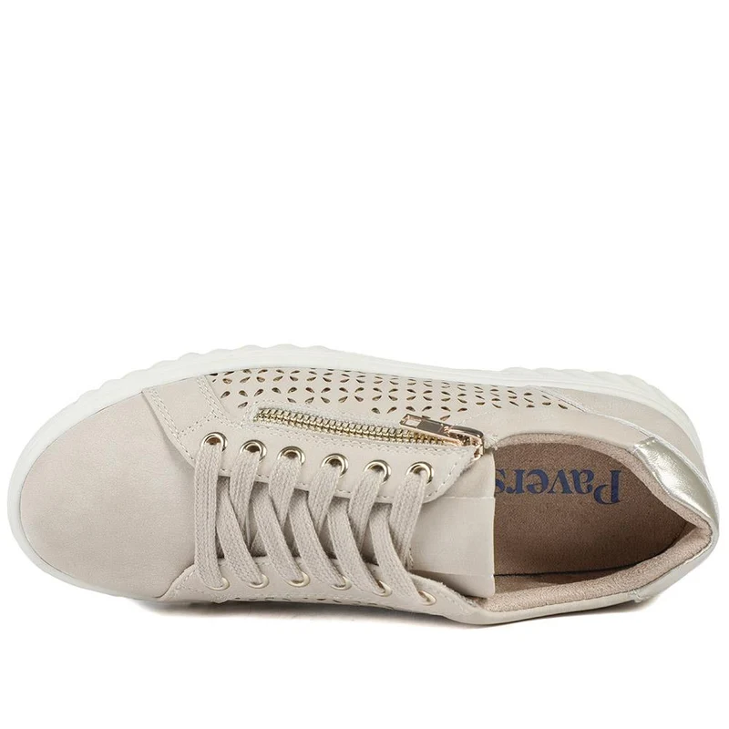 Casual Breathable Zip Trainers - WBINS43091 / 329 174 - Beige