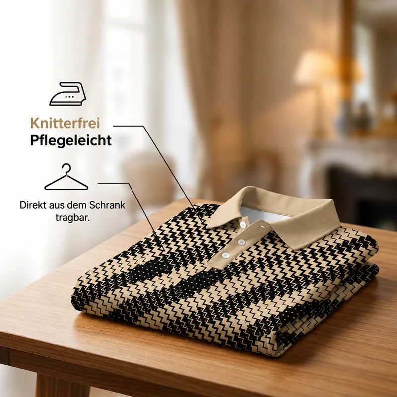Junero | Atmungsaktives Poloshirt mit Musterprint