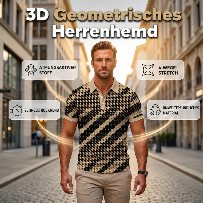 Junero | Atmungsaktives Poloshirt mit Musterprint