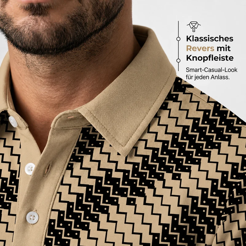 Junero | Atmungsaktives Poloshirt mit Musterprint