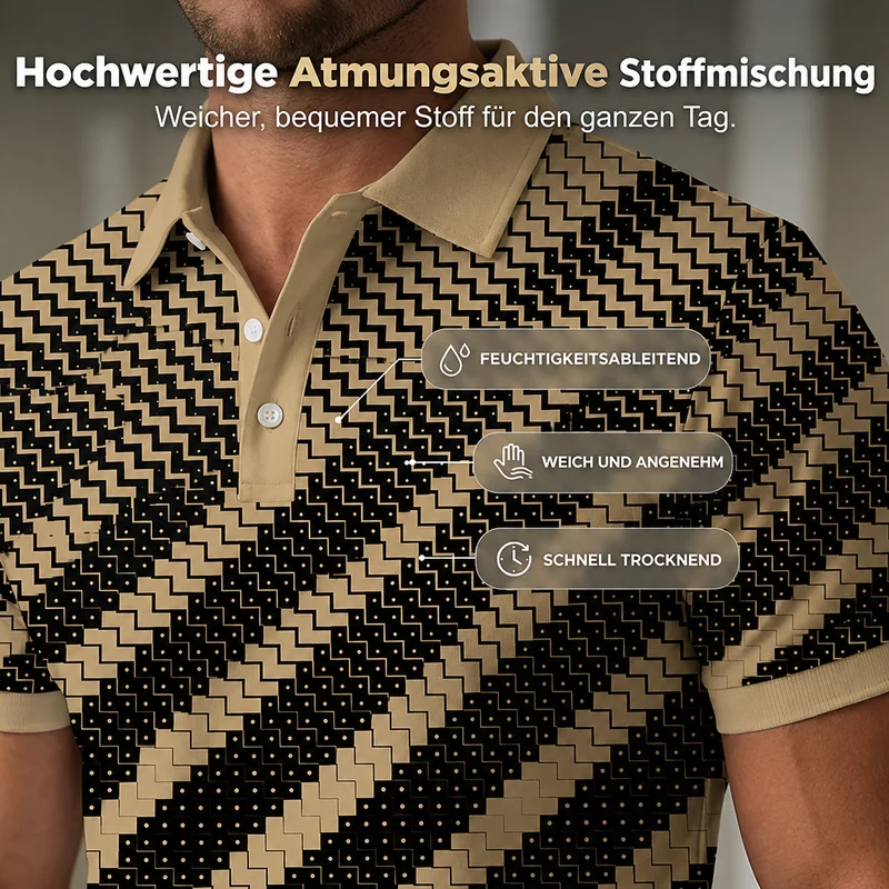 Junero | Atmungsaktives Poloshirt mit Musterprint