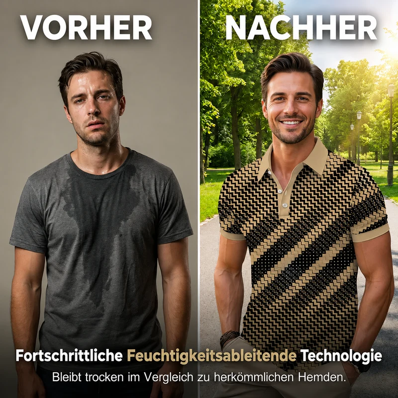 Junero | Atmungsaktives Poloshirt mit Musterprint
