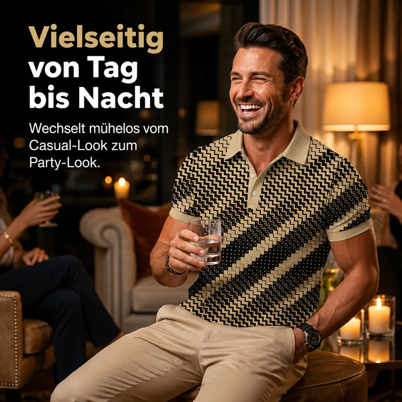 Junero | Atmungsaktives Poloshirt mit Musterprint
