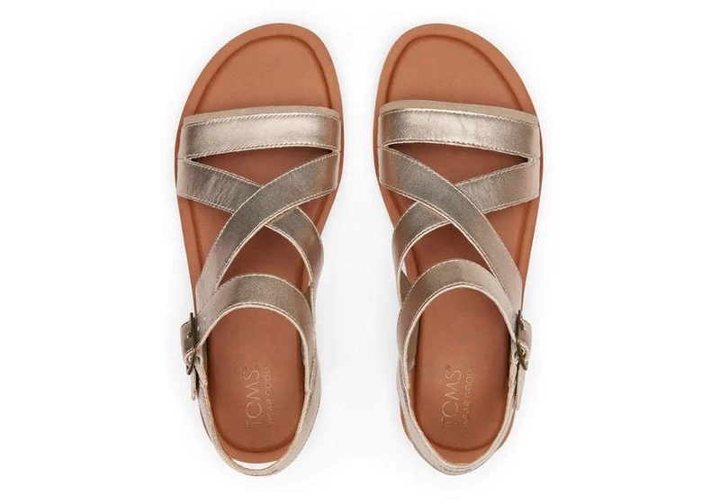 TOMS Riemchensandalen „Sloane“ aus Leder für Damen - Gold