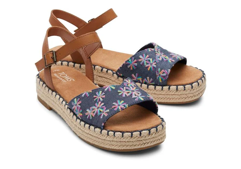 TOMS Abby Natural Espadrille-Sandale mit Plateausohle für Damen - Marineblau
