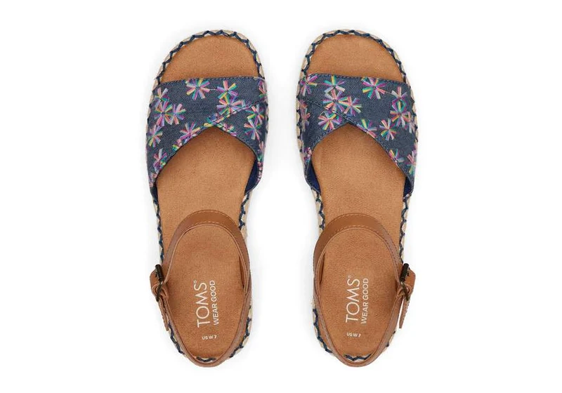 TOMS Abby Natural Espadrille-Sandale mit Plateausohle für Damen - Marineblau