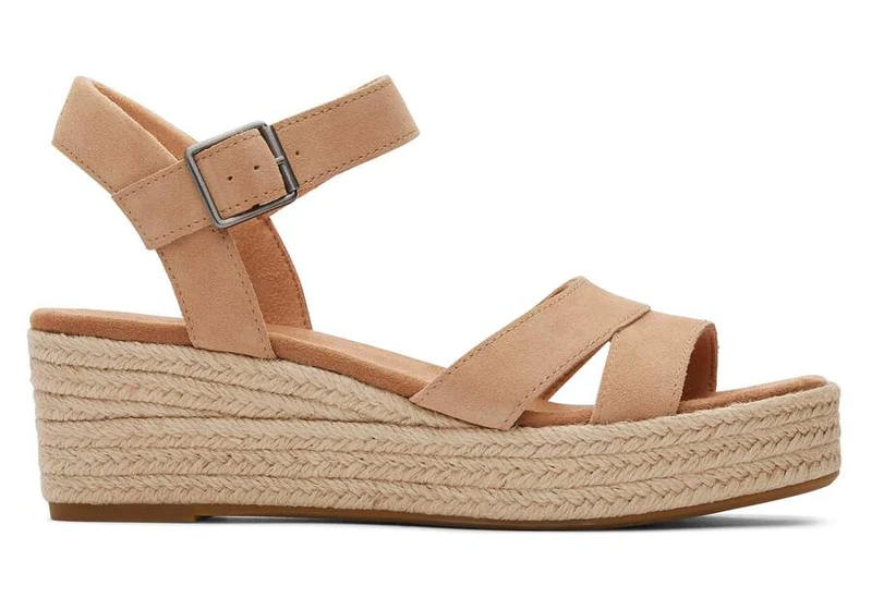 TOMS Audrey – Keilsandalette aus Wildleder für Damen – Honig