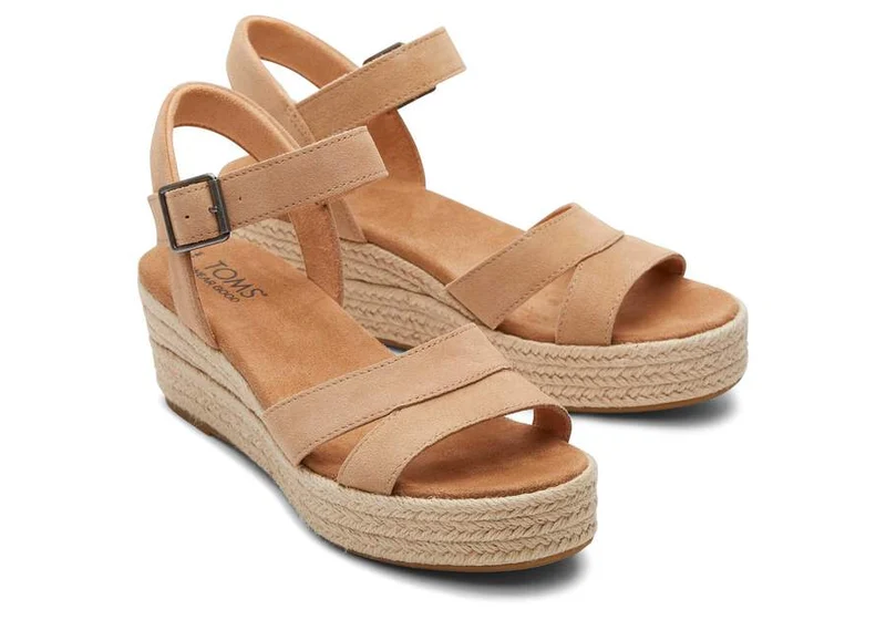 TOMS Audrey – Keilsandalette aus Wildleder für Damen – Honig