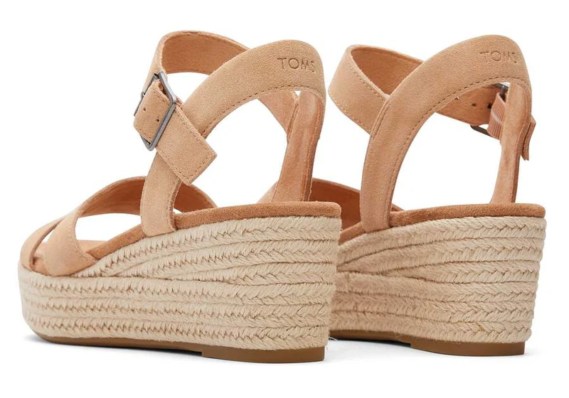TOMS Audrey – Keilsandalette aus Wildleder für Damen – Honig