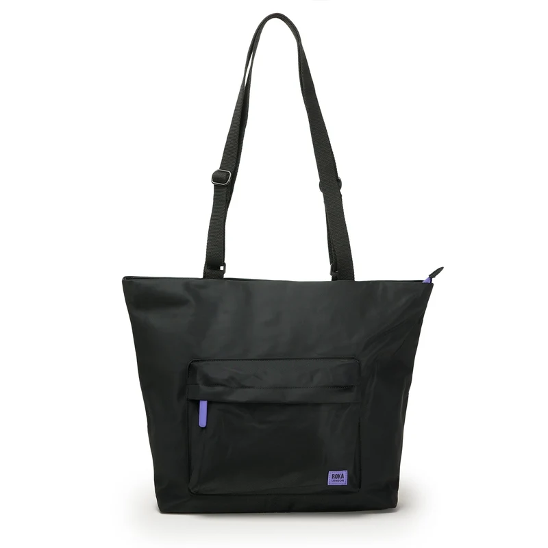 ROKA Komplett schwarze Tasche „Trafalgar B“ aus recyceltem Nylon in Lila