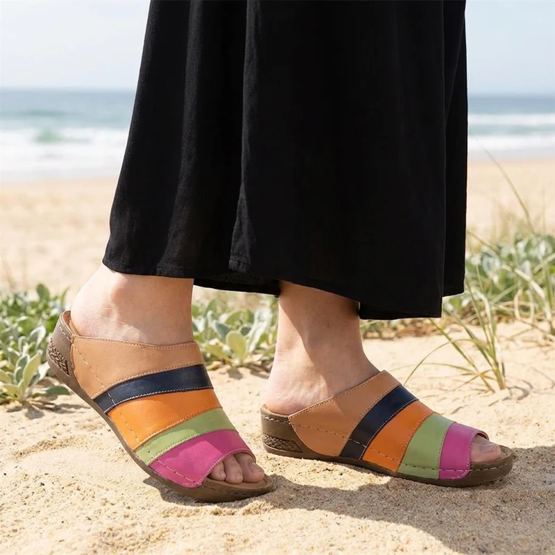 Slip On Peep Toe Mules - AS43003 / 329 252 - Multi