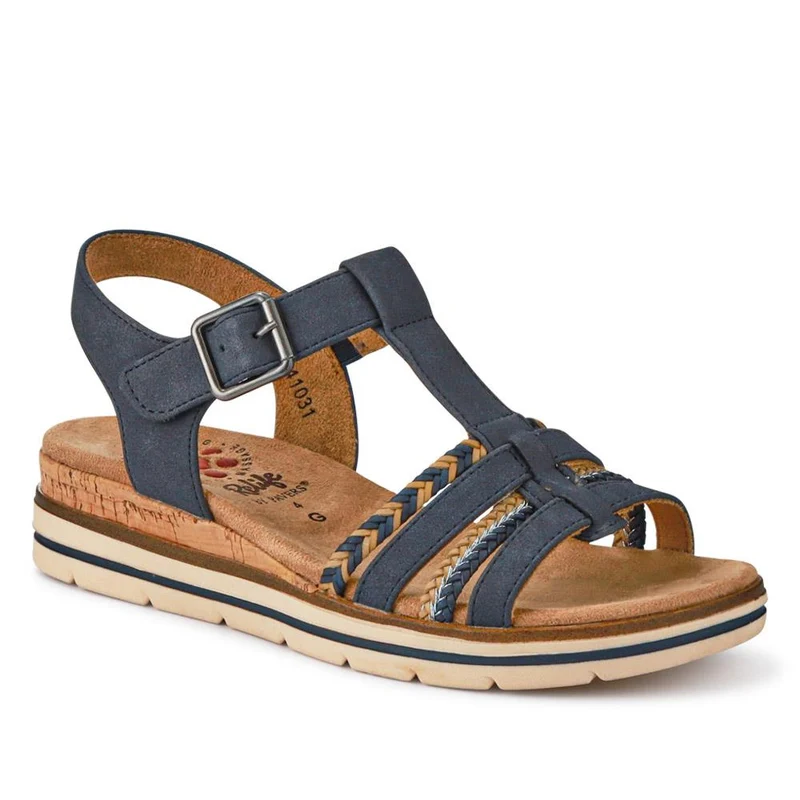 Wide-Fit Strappy Buckle-Up Sandals - RELIF41031 / 326 874 - Navy