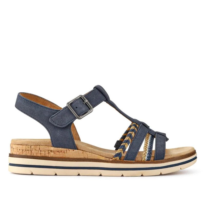 Wide-Fit Strappy Buckle-Up Sandals - RELIF41031 / 326 874 - Navy